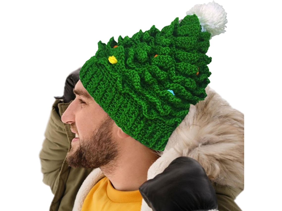 Gorro De Natal Verde, Gorro De Tricô - Para Uso Prático E Funcional