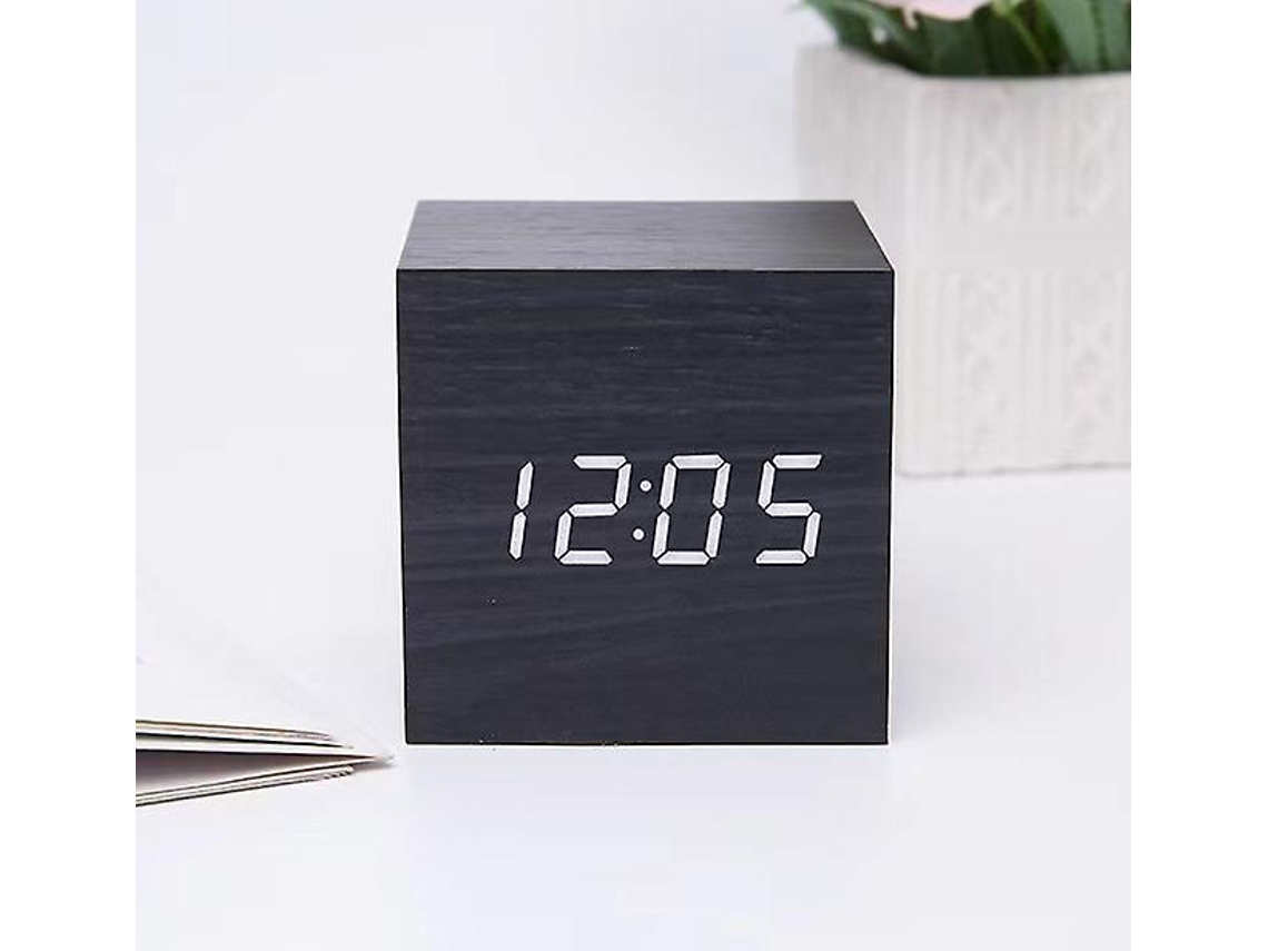 Despertador Led De Madeira Com Visor Digital Eletrônico, Relógio De Ponto Em Cubo Silencioso Para Casa, Quarto, Dormitório, Desper Slowmoose