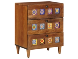 Conjunto 1 Mesa-de-cabeceira Vidaxl Castanho Madeira De Mangueira Maciça (50 X 33 X 62 Cm)