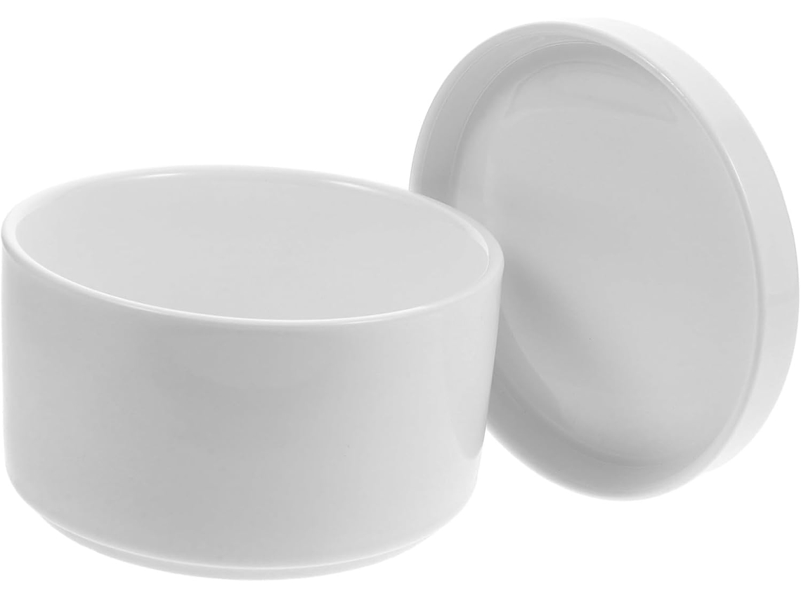 Tigela Grande De Cerâmica Para Cozinhar A Vapor Com Tampa Hermética, Branca Selada Sopas E Temperos