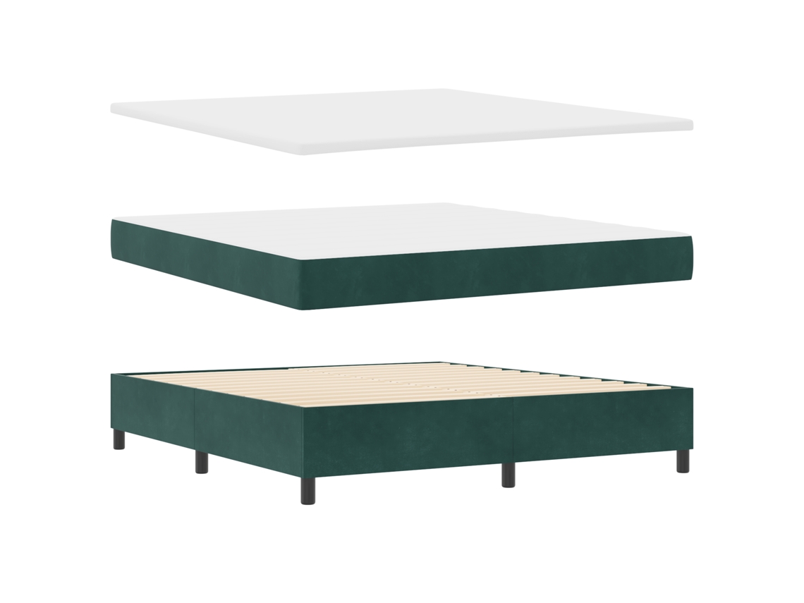 Cama Bospring Com Colchão E Banco Verde Escuro Veludo Vidaxl Floresta Fabric (180x200 Cm)