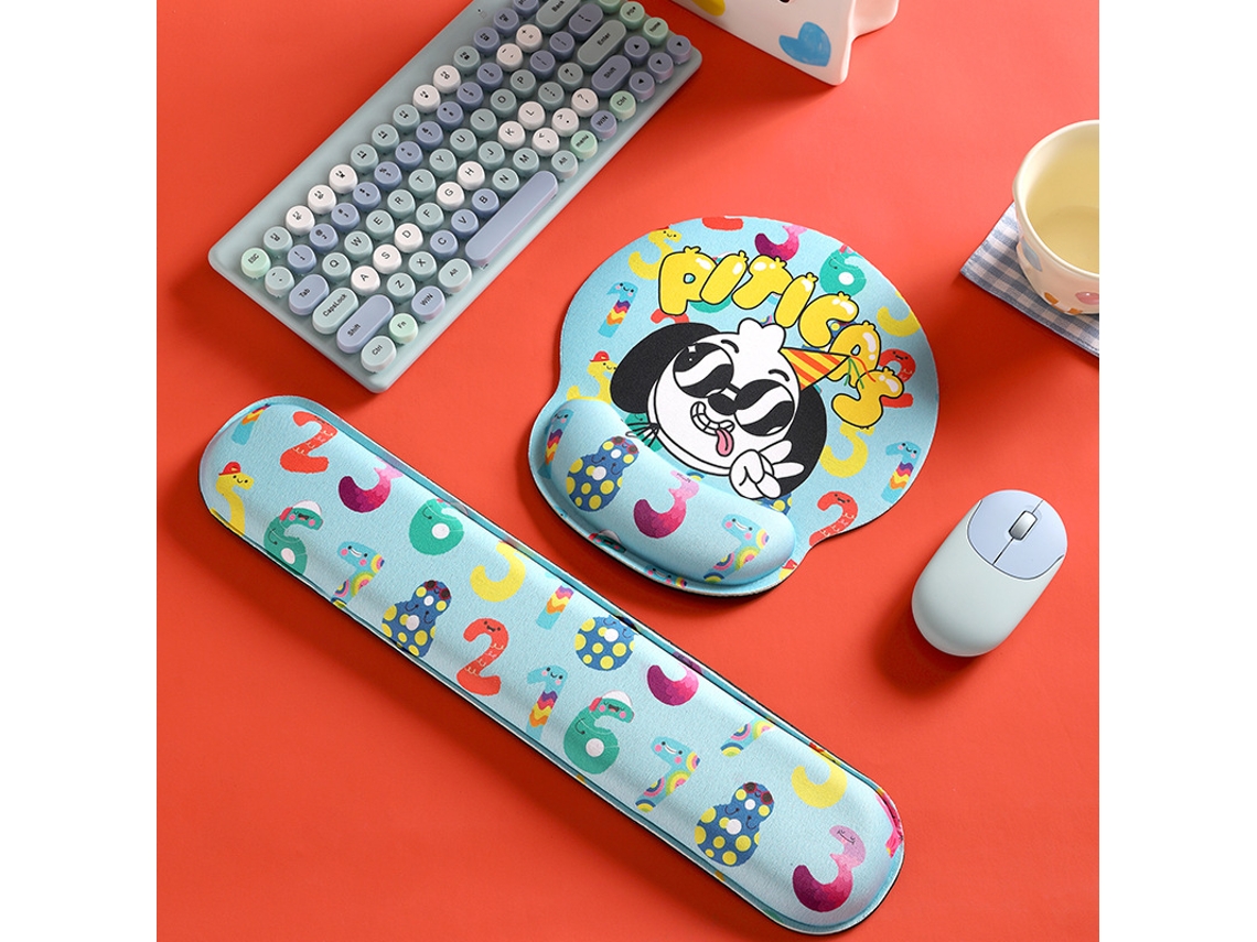 Almofada HEXINYIGJLY Apoio Punho Teclado Rato Espuma Memória para Gaming, escritório Cachorro de Óculos Escuros | HEXINYIGJLY