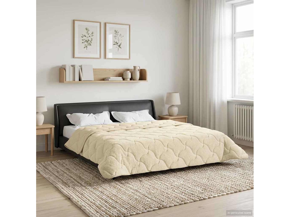 Vidaxl Edredom De Verão Simples Colchonete Creme 200 X 200 Cm
