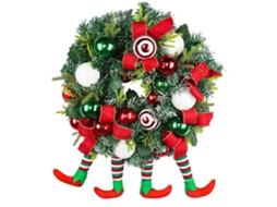 Decore Sua Porta Com A Guirlanda De Duas Pernas De Elfo Em Lona Da Laxiscreed Para O Natal