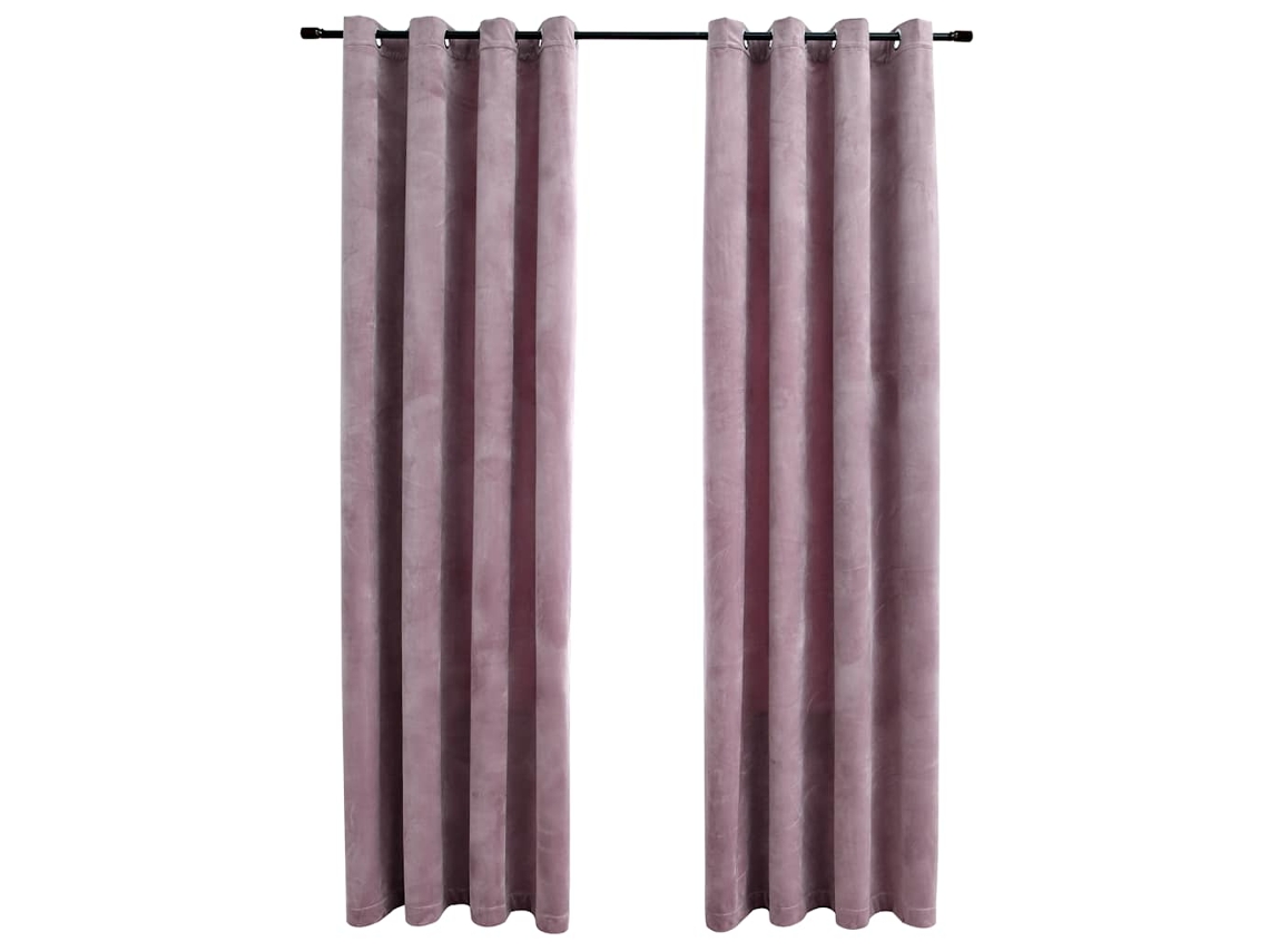 Maison Exclusive - Cortinas Blackout C/ Argolas 2 Pcs 140x225cm Veludo Rosa Antigo