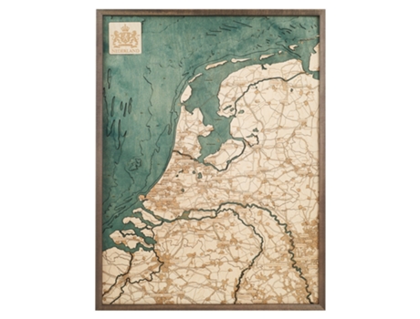 Mapa 3D com Moldura Holanda Madeira Multicolorido 61X6X81 Cm CUTTING BROTHERS