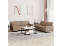 Vidaxl 2 Pcs Conjunto De Sofás Couro Artificial Cor Cappuccino