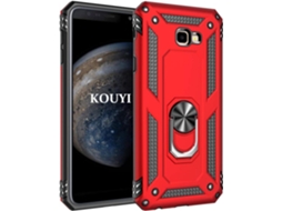 Capa Protetora para Samsung Galaxy J4 Plus HONGWE. Anti-Choque com Anel de Suporte Vermelho