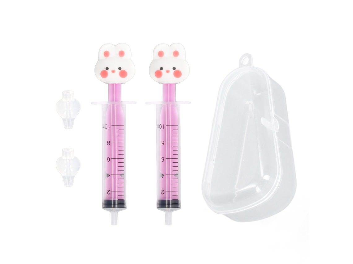 Mali 2pcs Irrigador Nasal Bebê Silicone Seringa Animal Desenho Animado Rosa Coelho 10ml