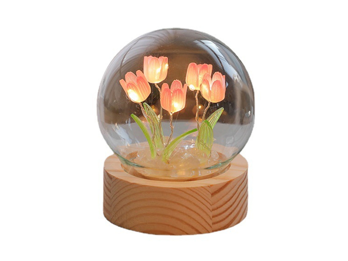 Luz de Noite Tulipa Rosa Decoração Residencial