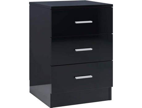 Mesa de cabeceira 38x35x56 cm contraplacado preto brilhante