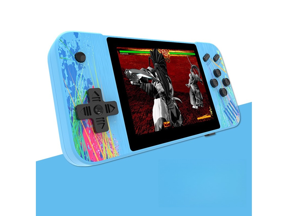 Consola Portátil HEXINYIGJLY Retro 800 Jogos, 3.5" ecrã, recarregável, ligação TV, 2 jogadores, azul