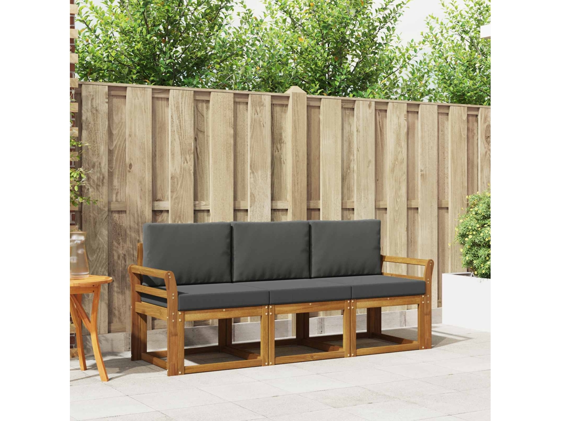 Vidaxl Conjunto De Sofás Para Exterior 3 Unid. Natural E Antracite