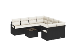 Conjunto 9 Conjunto De Sofás Para Exterior Vidaxl Preto Vime Pe (55 X 55 X 37 Cm)