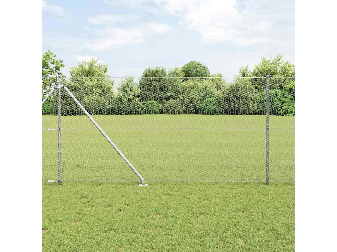 Vidaxl Cerca Hexagonal Com Poste 100 X 1,2 M Aço Galvanizado Prateado