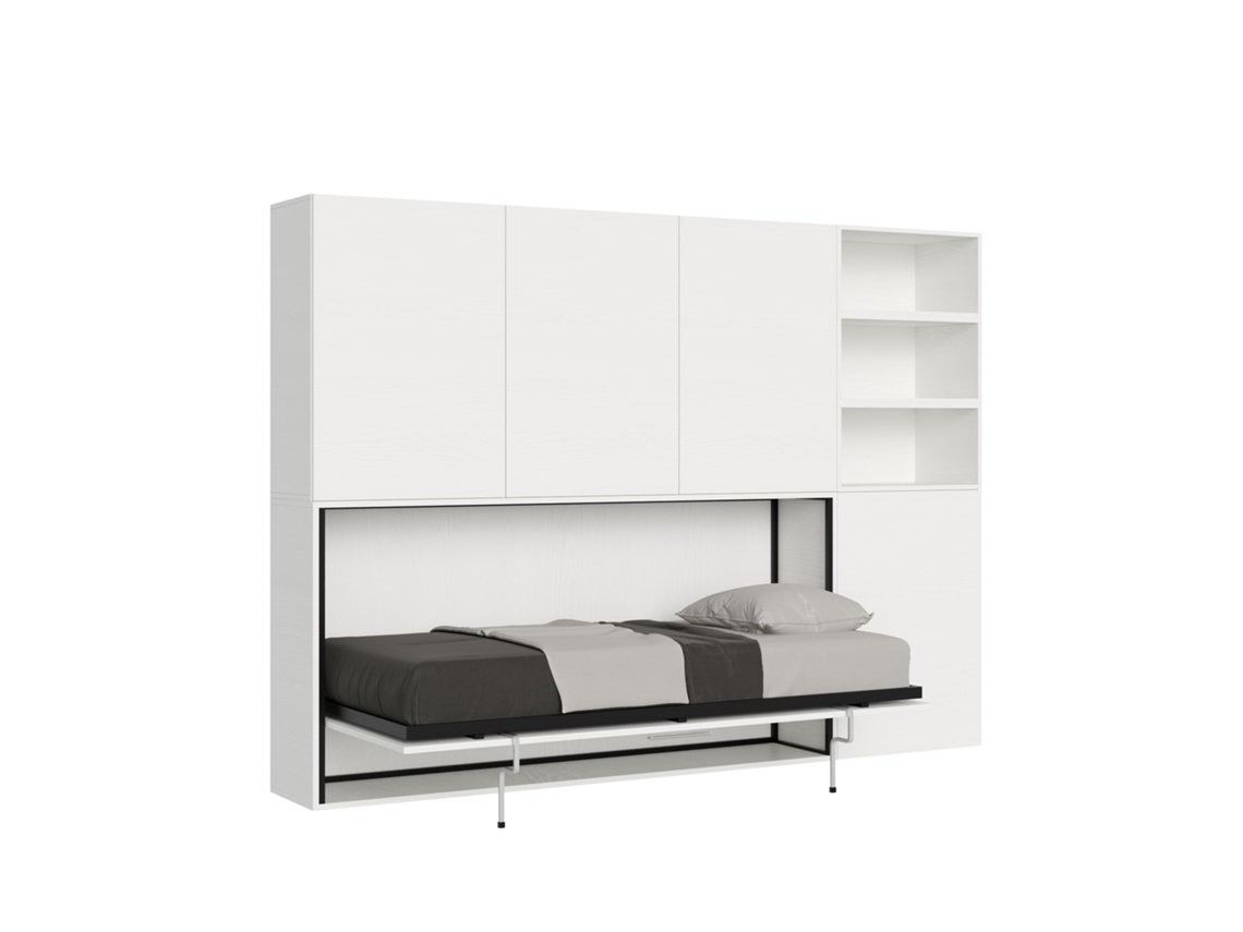 Cama com Colchão de Solteiro Kando Ash Composição ITAMOBY Branco (220x100x116cm)