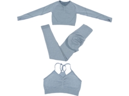 De Roupa De Ioga Feminina Sem Costura Com Mangas Compridas E Leggings De Cintura Alta.