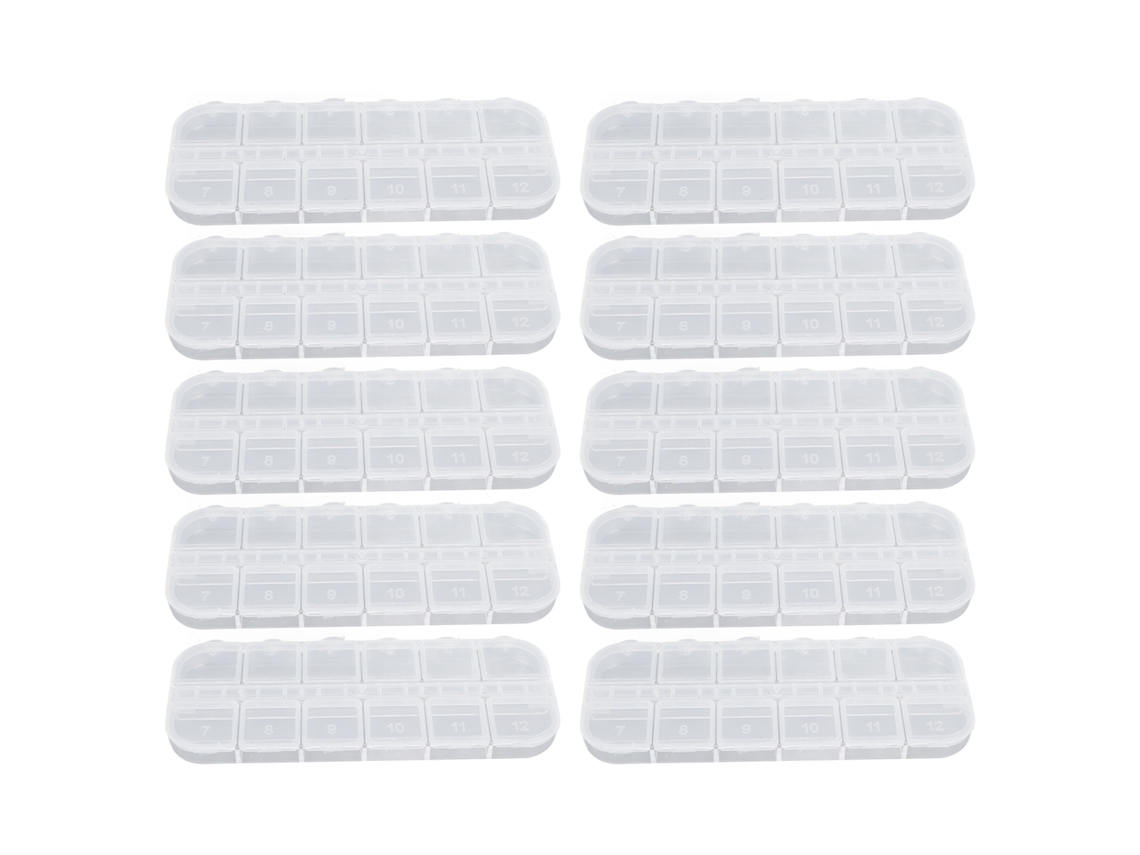 10 Caixas Plásticas Organizadoras De Joias Transparentes Impermeáveis Para Decorações De Unhas E Joias