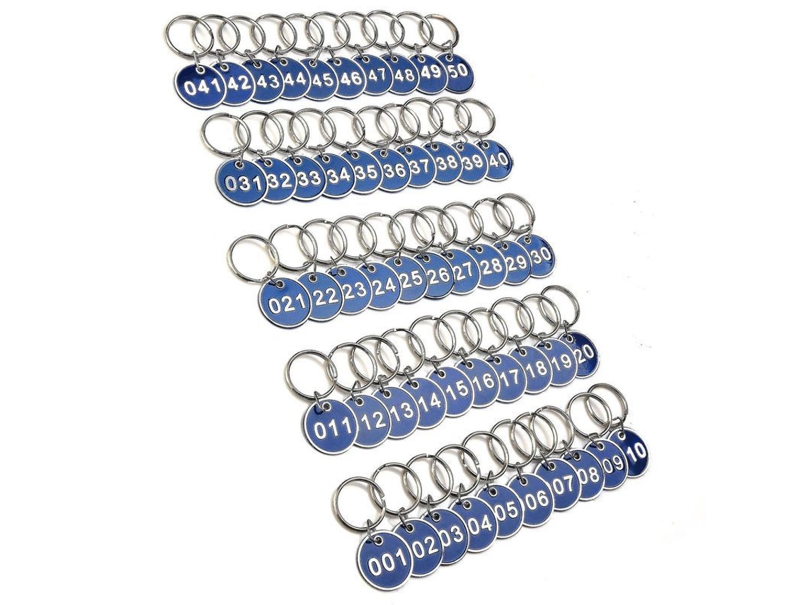 Conjunto De Tags Numéricas E Anéis De Chave 1-100 Em Alumínio Para Identificação De Chaves Academia Mala Hotel 1 A 50