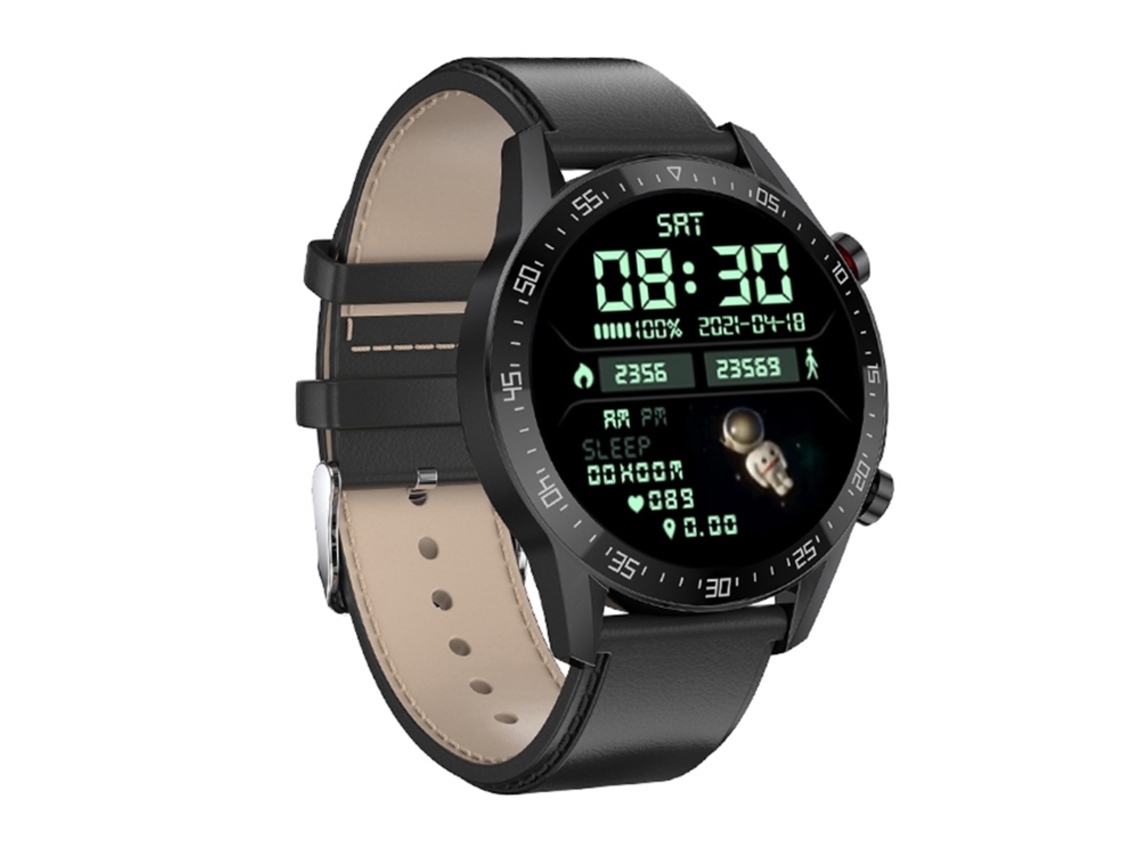 Relógio Inteligente Com Tela Ips De 1,28 Polegadas E Pulseira De Couro, Compatível Com Chamadas Bluetooth E Monitoramento Do Sono (preto).