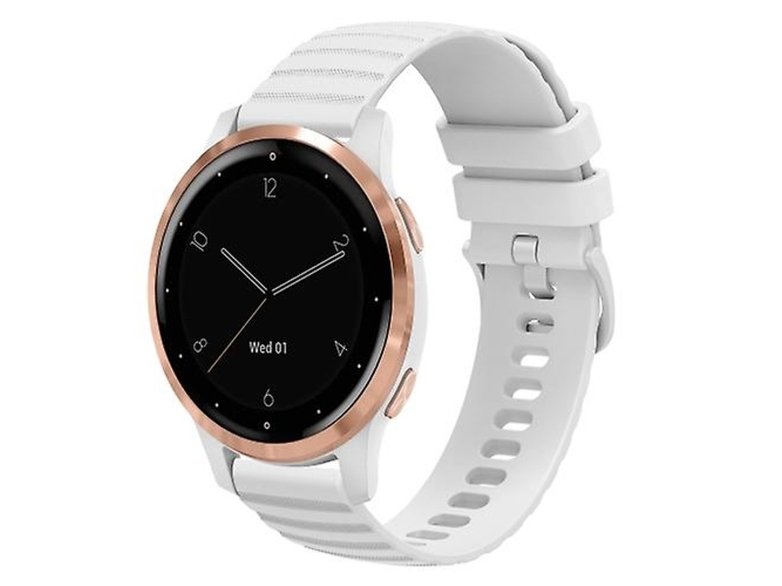 Pulseira De Relógio Lurelia Para Garmin Vivoactive 4s 18 Mm Wavy Dotted Solid Color Silicone Branco