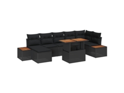 Conjunto 8 Conjunto De Mobiliário Exterior Vidaxl Preto Vime Pe (100 X 55 X 73 Cm)