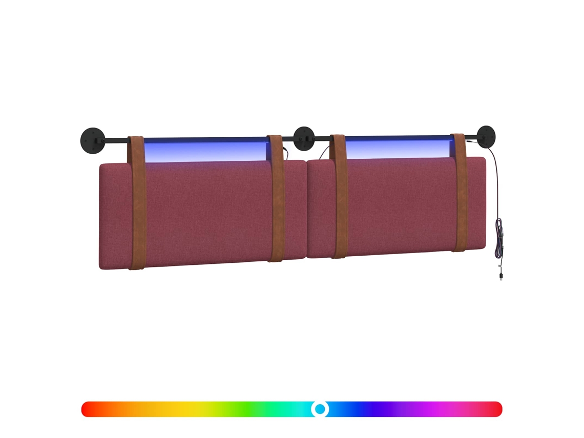 Conjunto 1 Cabeceira Suspensa Vidaxl Vermelho Couro Sintético (170 X 55 X 5 Cm)