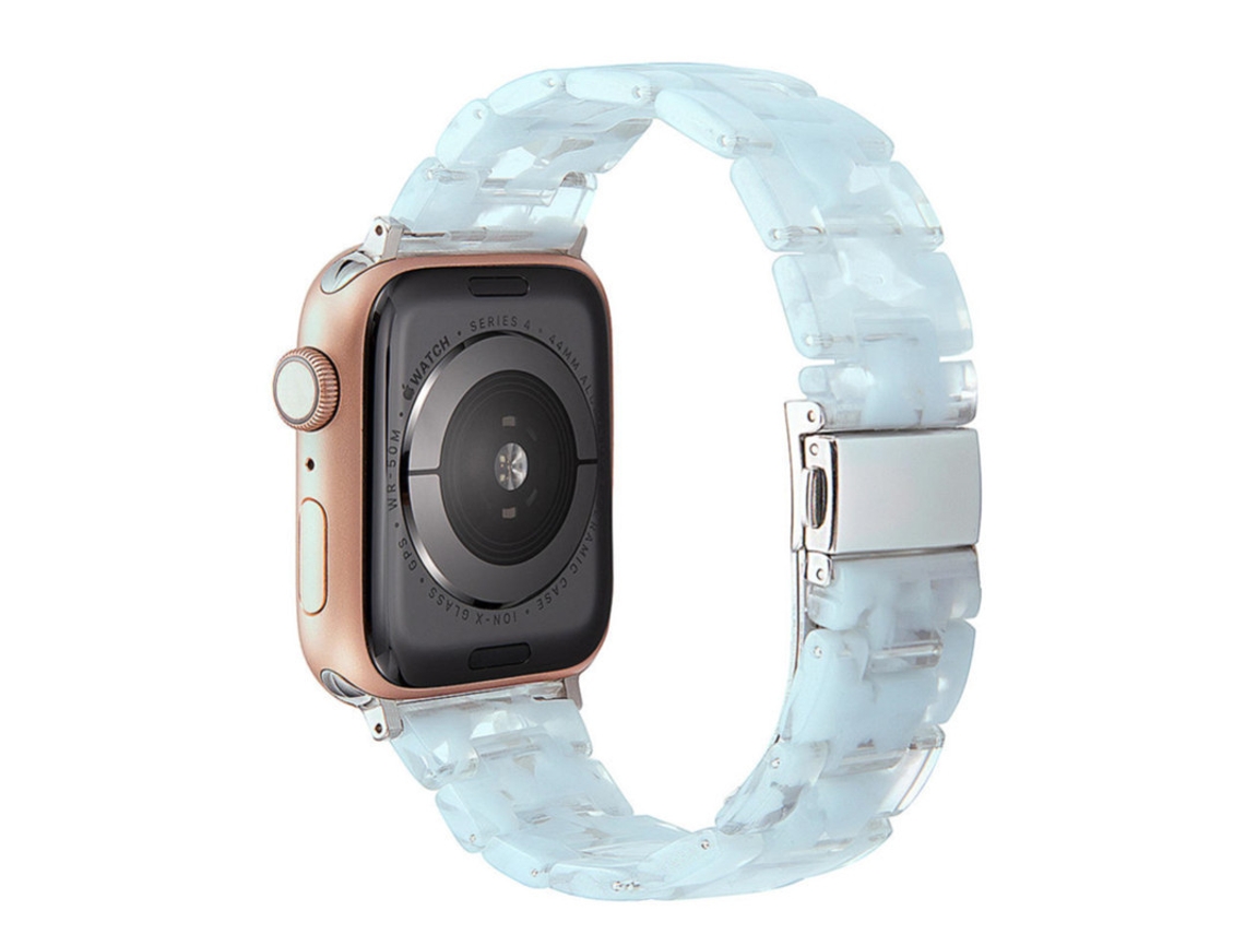 Pulseira Transparente De Resina E Cerâmica Compatível Com Huawei, Apple Watch E Samsung 10, Azul Claro Translúcido, 20mm