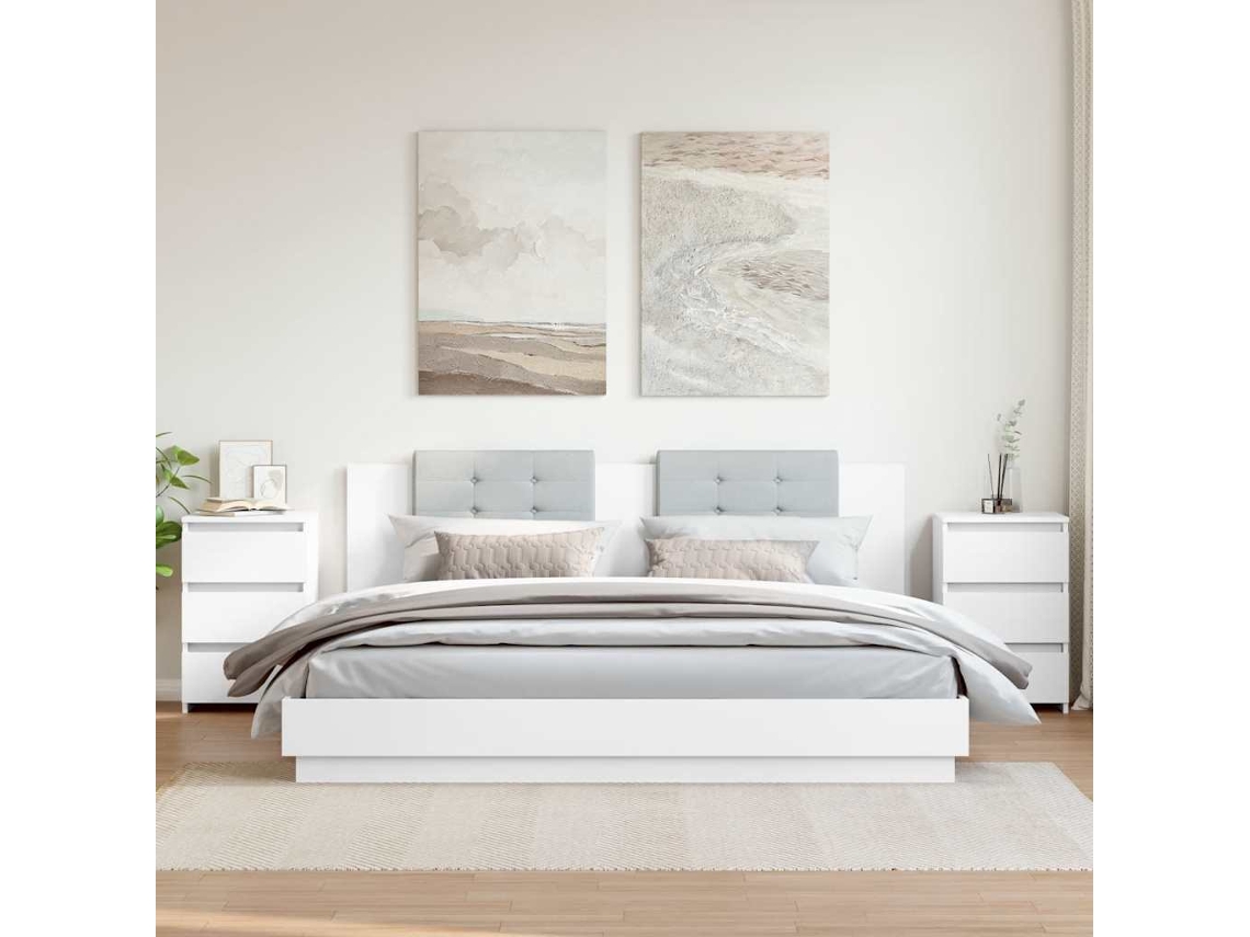 Vidaxl Mesas De Cabeceira 2 Pcs 40x35x62,5 Cm Derivados Madeira Branco