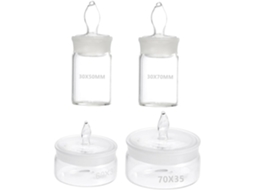Conjunto De 4 Frascos Pesagem Vidro Laboratório, Com Base Plana E Baixa