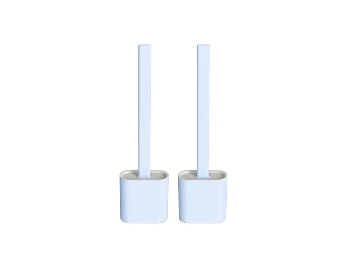 Pacote Com 2 Escovas De Banheiro Com Cerdas De Silicone E Suporte Para Escova De Limpeza Criativa - Azul SUNNY SPACES