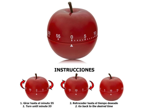 Temporizador minutero cocina manzana roja 60 minutos