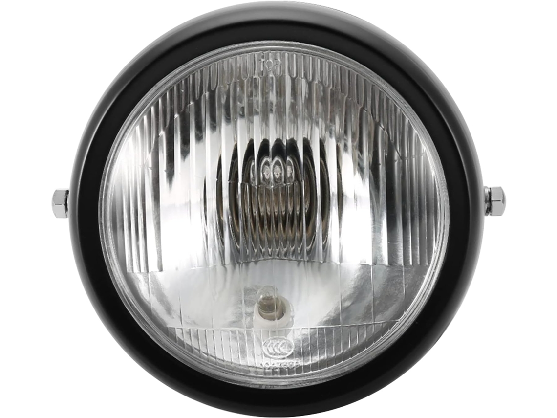 Farol Retrô Para Motocicleta Walmeck, Carcaça Preta, Lente Branca, Gn125, Universal