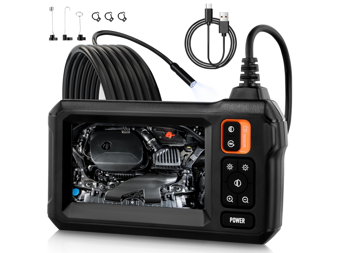 Endoscópio À Prova Dágua De 8 Mm1080p Hd Proteção Ip67 Cabo Cobra De 5m Tela De 4,3 Polegadas Zeuxo