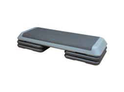 Plataforma de step aeróbico de 110 cm, com altura ajustável e 4 níveis de elevação.