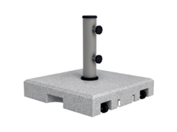 Base para guarda-sol de granito de 28kg com alça e rodas extensíveis 41x41x37,5cm cinza