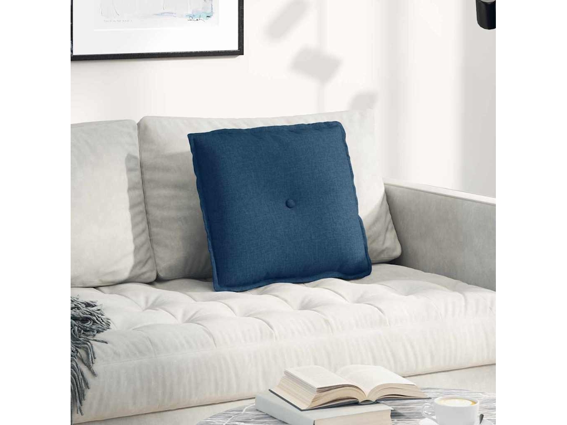 Vidaxl Travesseiro Para Costas Azul 50 X 19 X 45 Cm Tecido