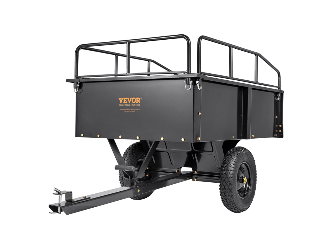 Carrinho Basculante de Aço para Reboque Atv Resistente VEVOR 750 Libras e 15 Pés Cúbicos Trailer Utilitário de Jardim