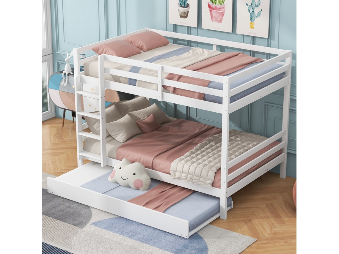 Cama De Berço Infantil 140x200cm Camada Extra Proteção Alta Escada Branca