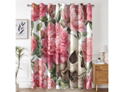 Cortinas Pretas Mexicanas De Halloween Com 160cm Comprimento, Cortina Com Caveira Mexicana Para Quarto, Cortina Com