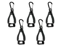 Pacote de 5 Porta Luvas com Mosquetão e Anel de Chave Preto para Trabalho, Seguro para Luvas, Toalhas e Óculos
