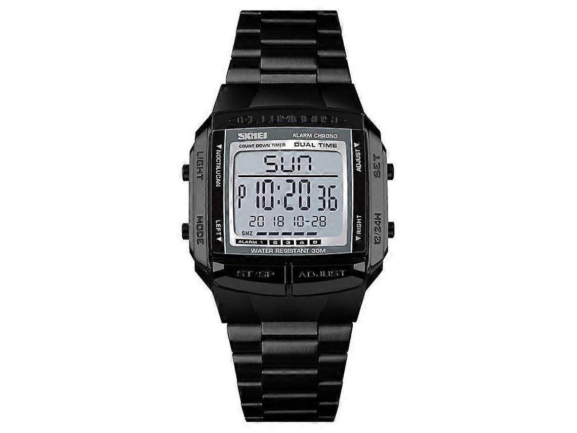 Lurelia Relógio Digital 1381 Cronómetro, Alarme, Calendário, Luz, 35×12×16 Mm, Aço Inox, Abs, Impermeável