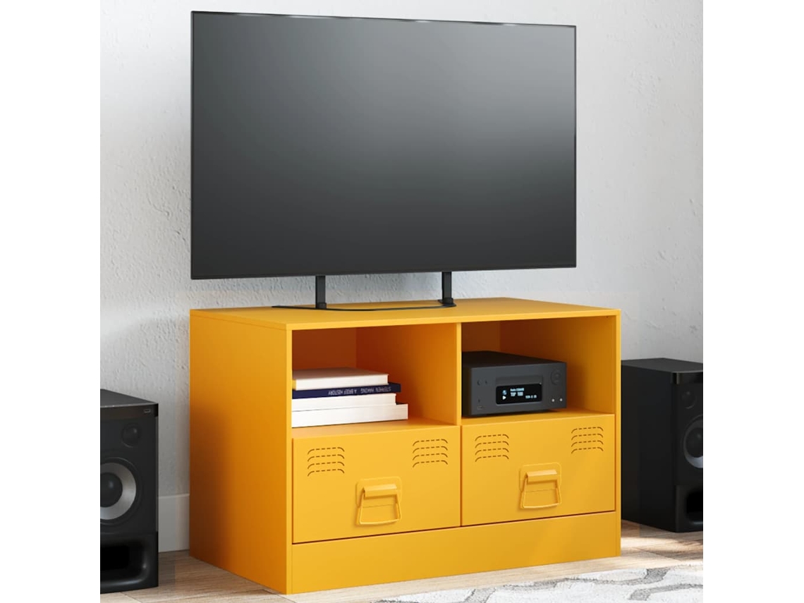 Vidaxl Móvel De Tv 67x39x44 Cm Aço Amarelo Mostarda