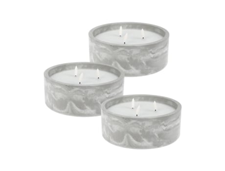WELL HOME - Pacote de 3 velas LED redondas cinza mármore