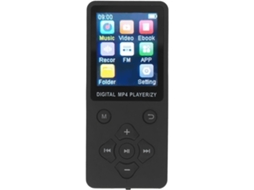 Reprodutor de MP4/MP3, tela de 1,8 polegadas, display colorido, áudio 5.0, som HiFi, compatível com FLAC, preto