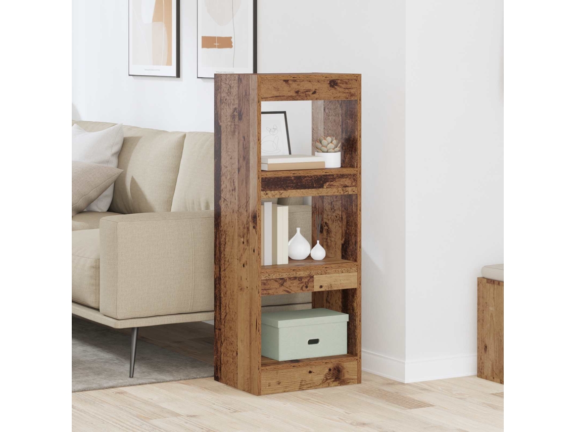 Vidaxl Gabinete De Livros 3 Níveis 40 X 30 X 103 Cm Madeira Antiga