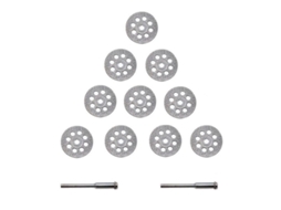 10 Discos de Diamante 22mm com 2 Mandris Aço Carbono para Cortar Gemas Vidro Cerâmica Telhas