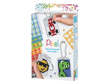 Kit Criativo Pixel Fun 3 Porte Chaves Com Livreto 38 Modelos Pixel Kit