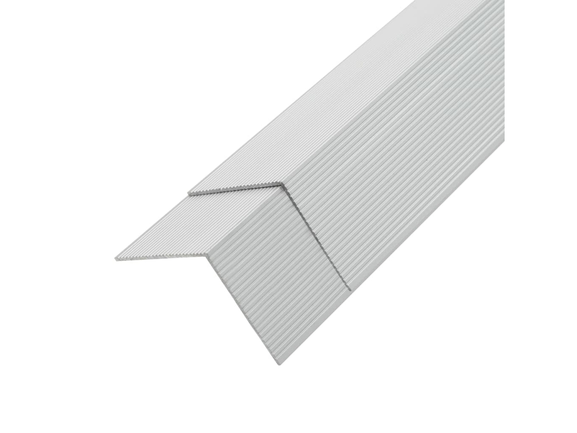 vidaXL Perfis angulares p/ pavimento em alumínio 5 pcs 170 cm prateado