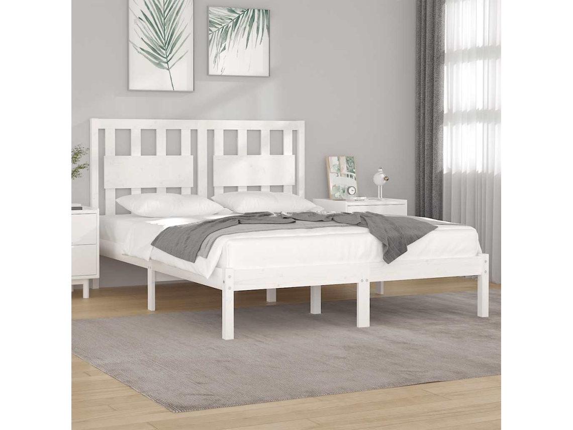 Vidaxl Estrutura De Cama 120x200 Cm Pinho Maciço Branco